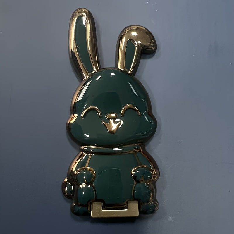 Waterproof Foldable ABS Phone Stand with Adjustable Cartoon Bunny Design for Smartphones and Tablets