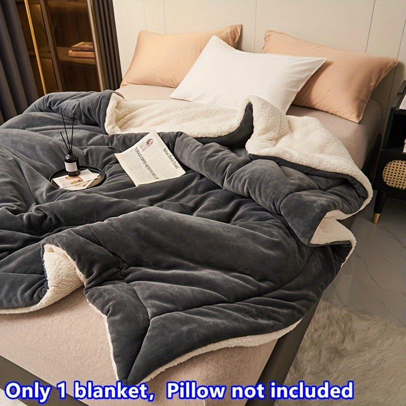 Reversible Sherpa Fleece Blanket for Sofa Bed Travel Deep Gray