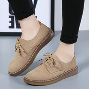 Women's Solid Color Flat Loafers with Lace-Up Slip-On Design