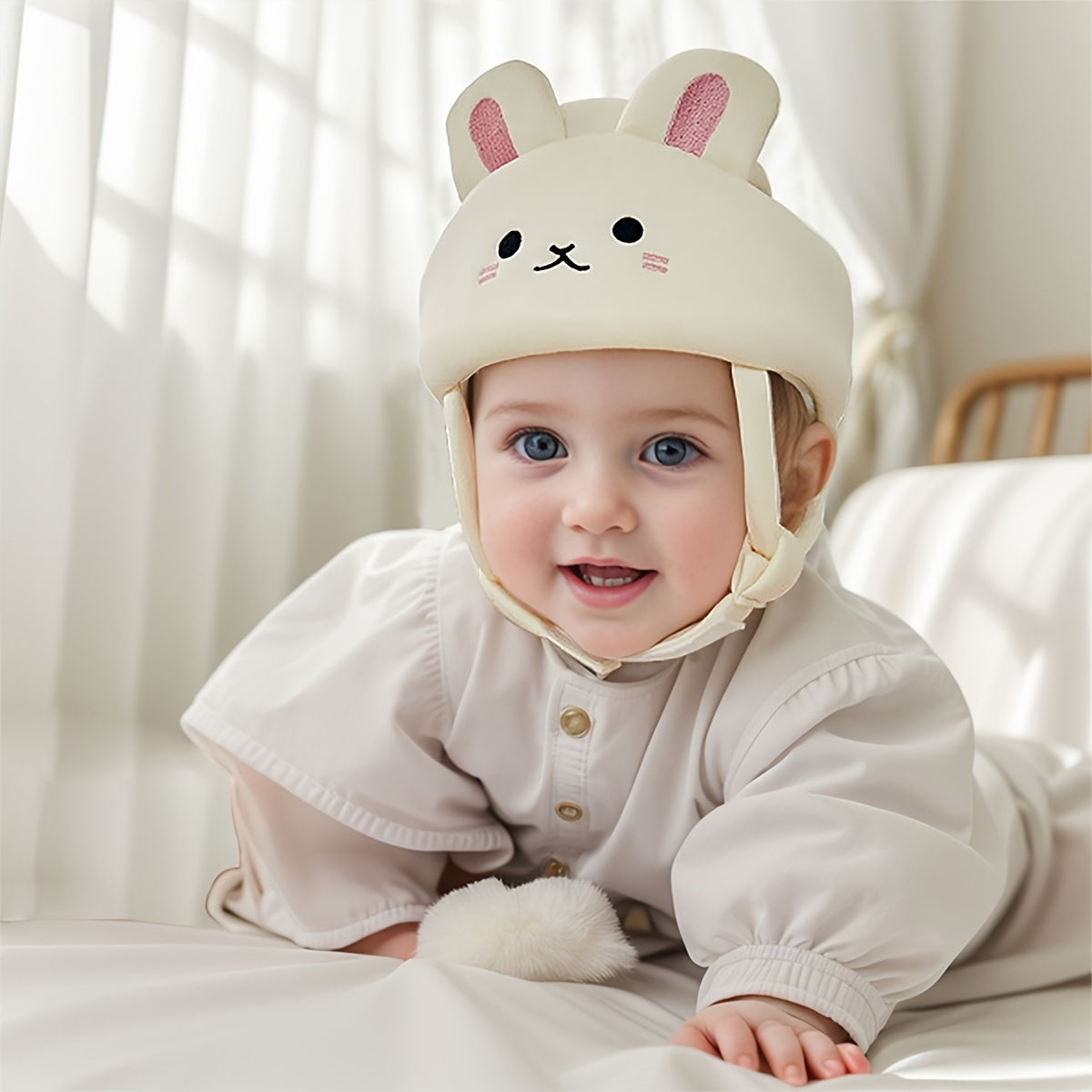 Baby Safety Helmet for Crawling and Walking with Head Cushion and Soft Protector Beige 0+