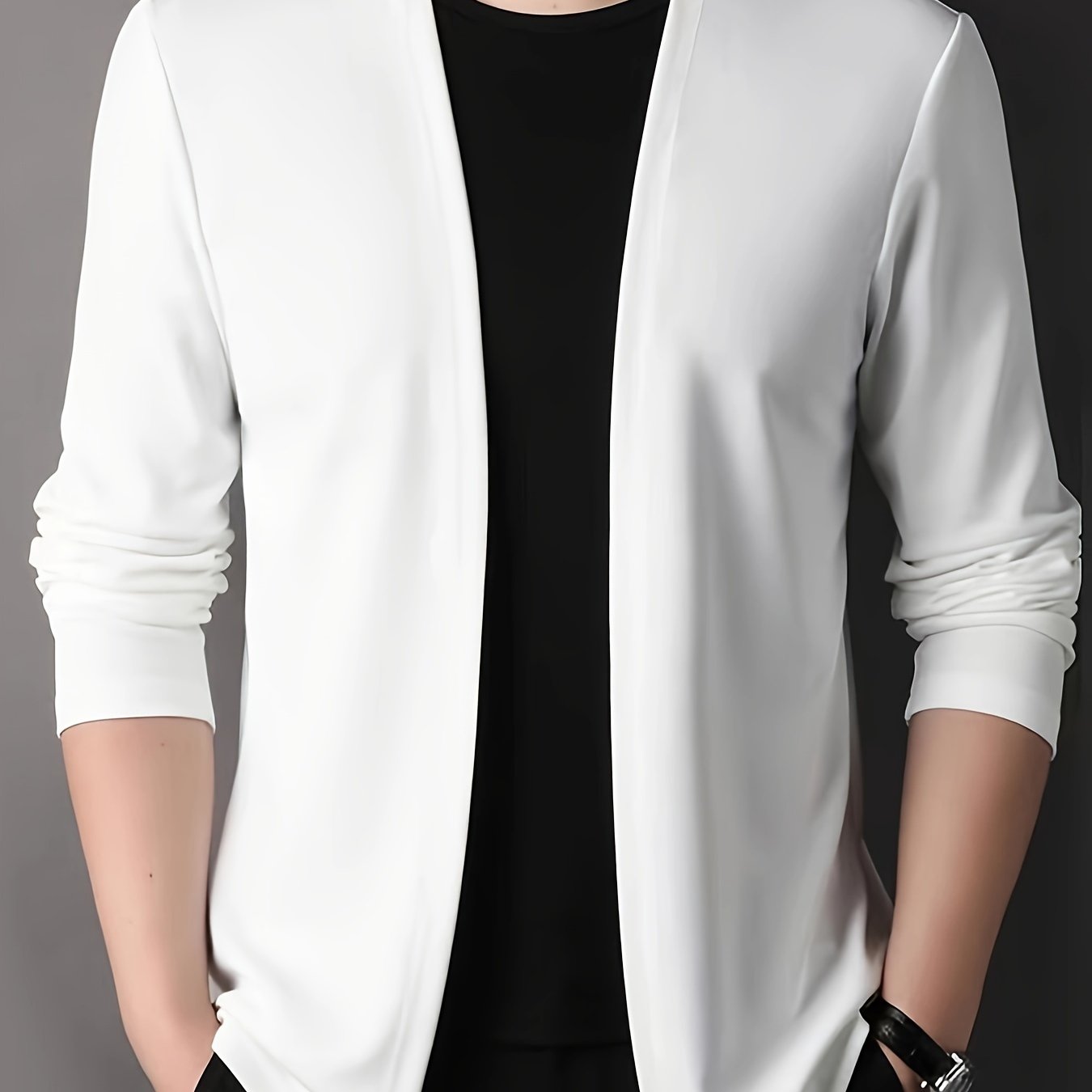 Men's Slim Fit Knitted Cardigan Long Sleeve Solid Casual Fall Polyester