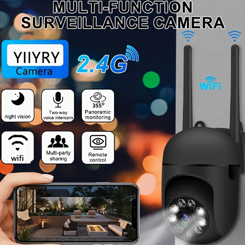 Cámara de seguridad WiFi HD 1080P, visión nocturna infrarroja, audio bidireccional, detección de movimiento, vigilancia inteligente para el hogar