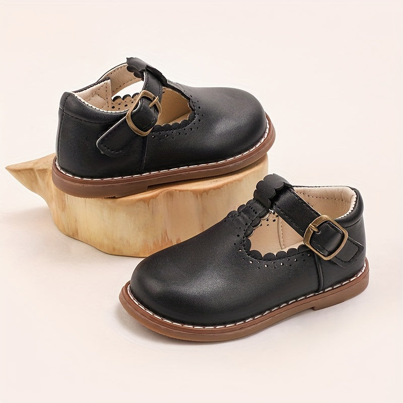 Girls' Mary Jane Shoes Low Top Solid PU Rubber Block Heel for Young Princesses