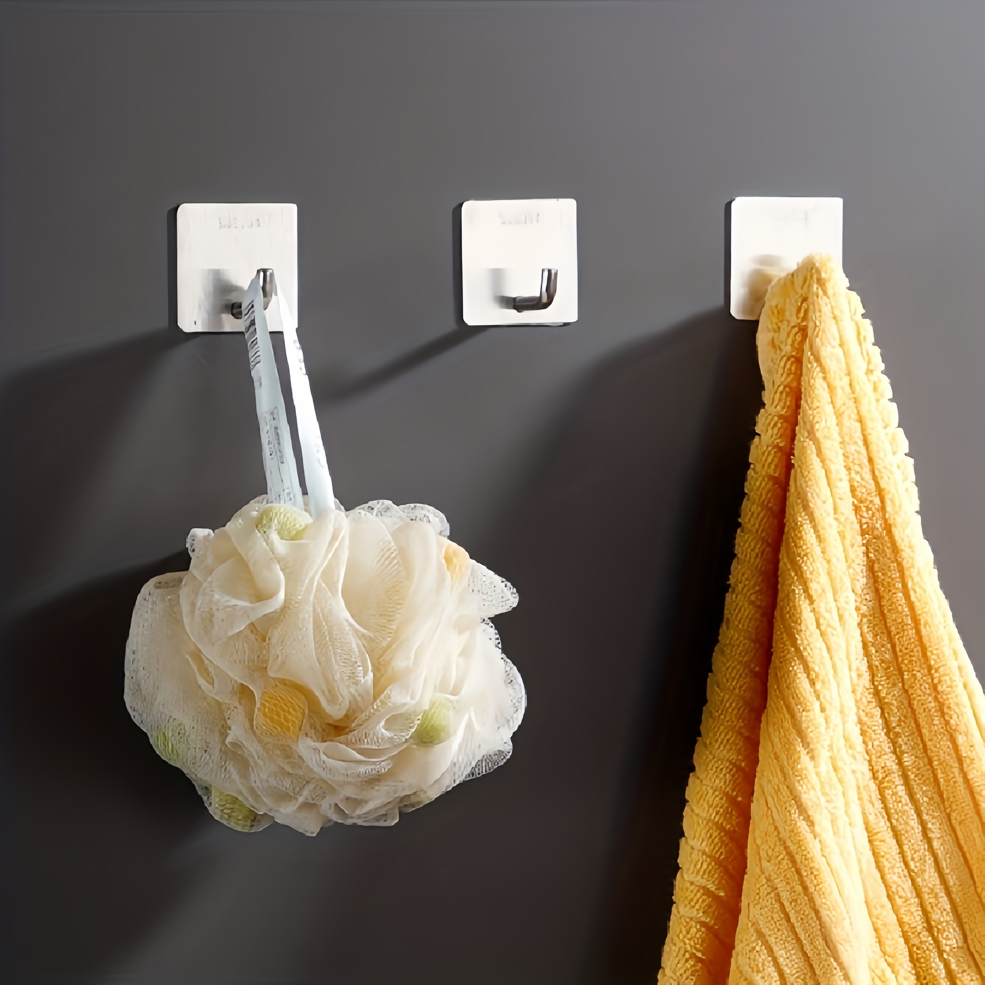 Heavy Duty Stainless Steel Adhesive Hooks for Towels Coats Clothes in Kitchen Bathroom Home