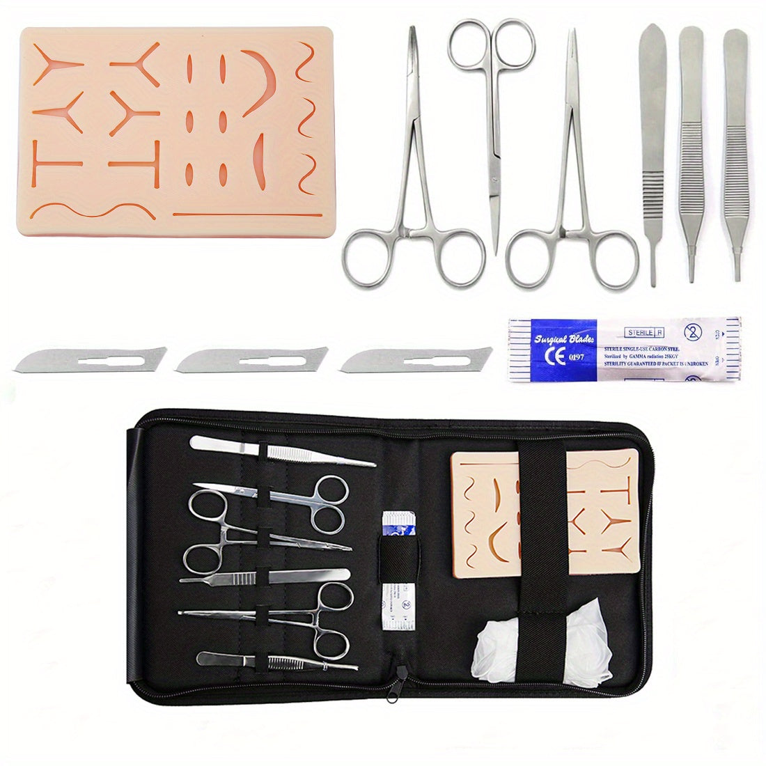 Nursing Student Suture Practice Kit Metal All-in-One Training Set