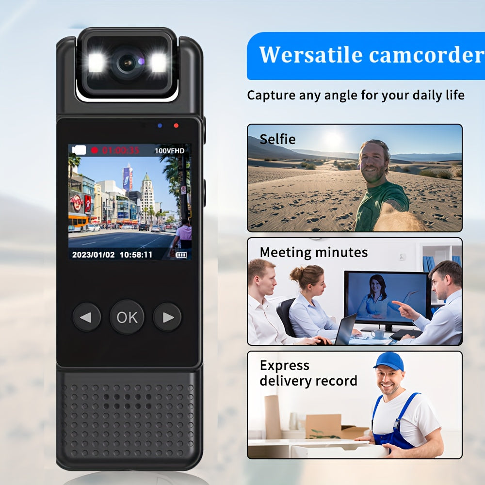 1080p kiyiladigan harakat kamerasi, 180° buriladigan linza bilan, kechqurun ko‘rish, USB bilan quvvatlanadigan, portativ, sport va ochiq havoda faoliyatlar uchun