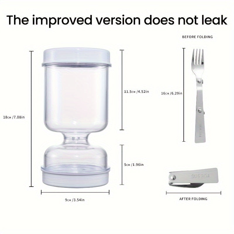 Qayta ishlatiladigan plastik oziq-ovqat saqlash bankasi vilkasi bilan - Faqat qo'lda yuvish - Kichkintoylar, zaytunlar va boshqalar uchun ideal - Mustahkam va oqmas