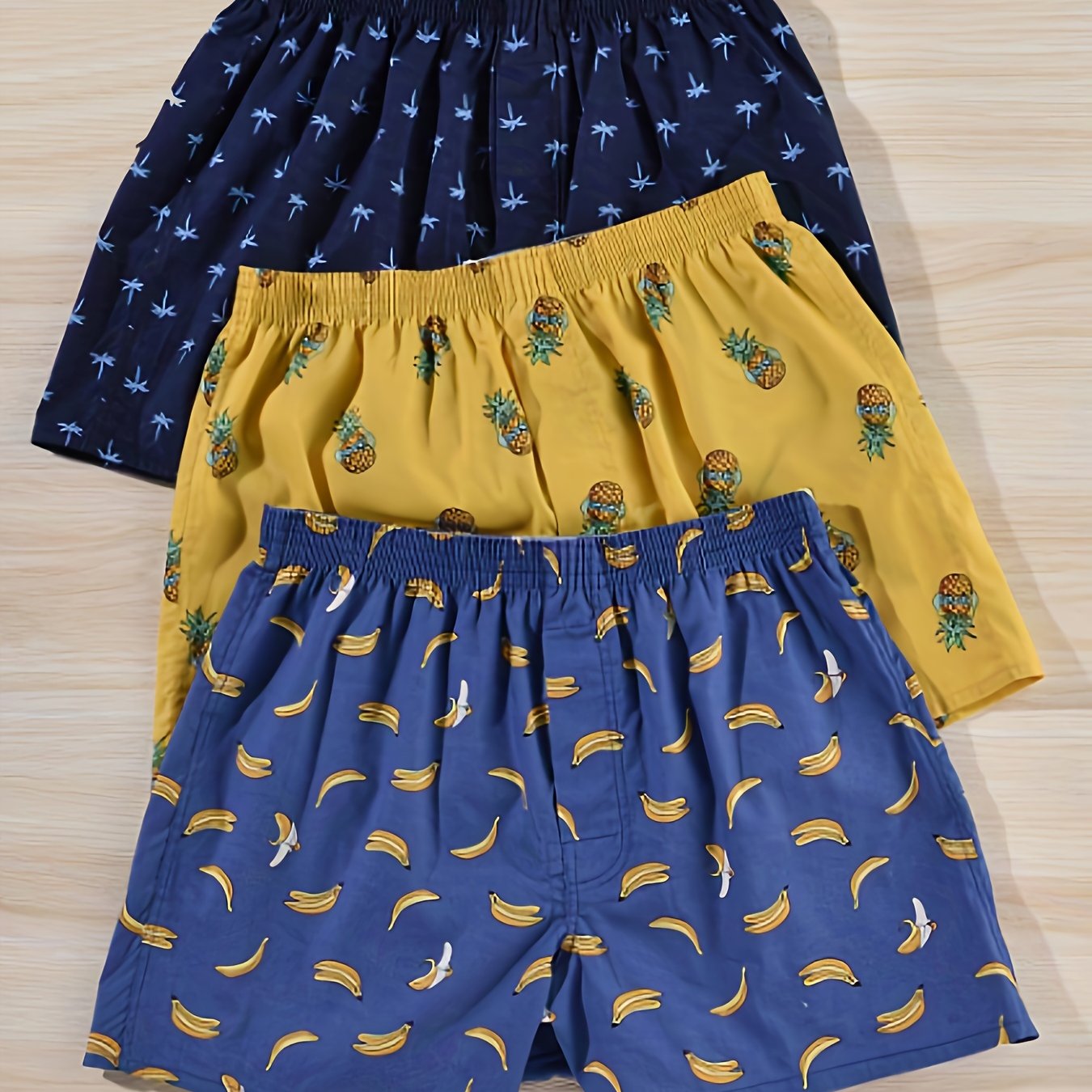 Мужские хлопковые боксёры в многоцветном стрелочном принте, свободный крой, дышащий, комплект из трёх