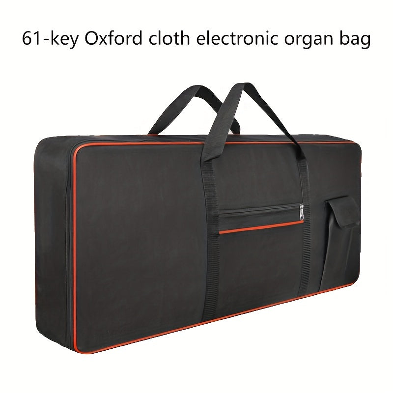 10mm Oxford Nylon Keyboard Bag with Full Cover, Padded Shoulder Straps, Zippered Pockets, Reflective Strips Black