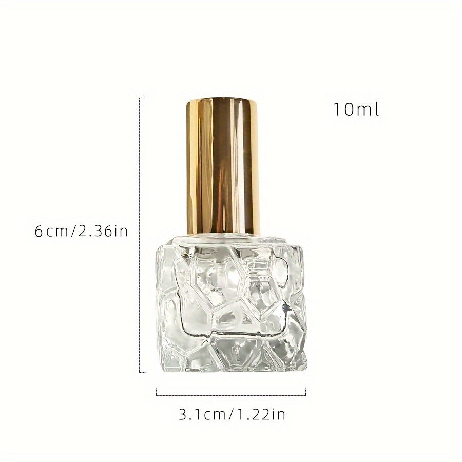 Juego de cuatro frascos de perfume de vidrio cuadrado de 10ml con pulverizadores para viaje