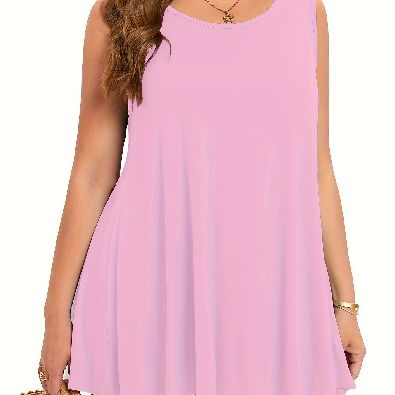 Plus Size Women's Stretchy Sleeveless Tank Top Casual Summer Sleeveless Top