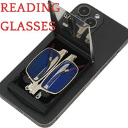 Rectangular Full Rim Reading Glasses Men Women Anti-Blue Light Metal Frame Mirror Coating