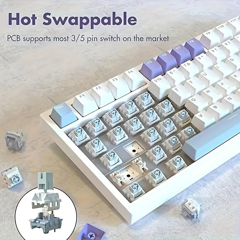 75% Wired RGB Mechanical Gaming Keyboard with Volume Knob PBT Keycaps Hot-Swappable