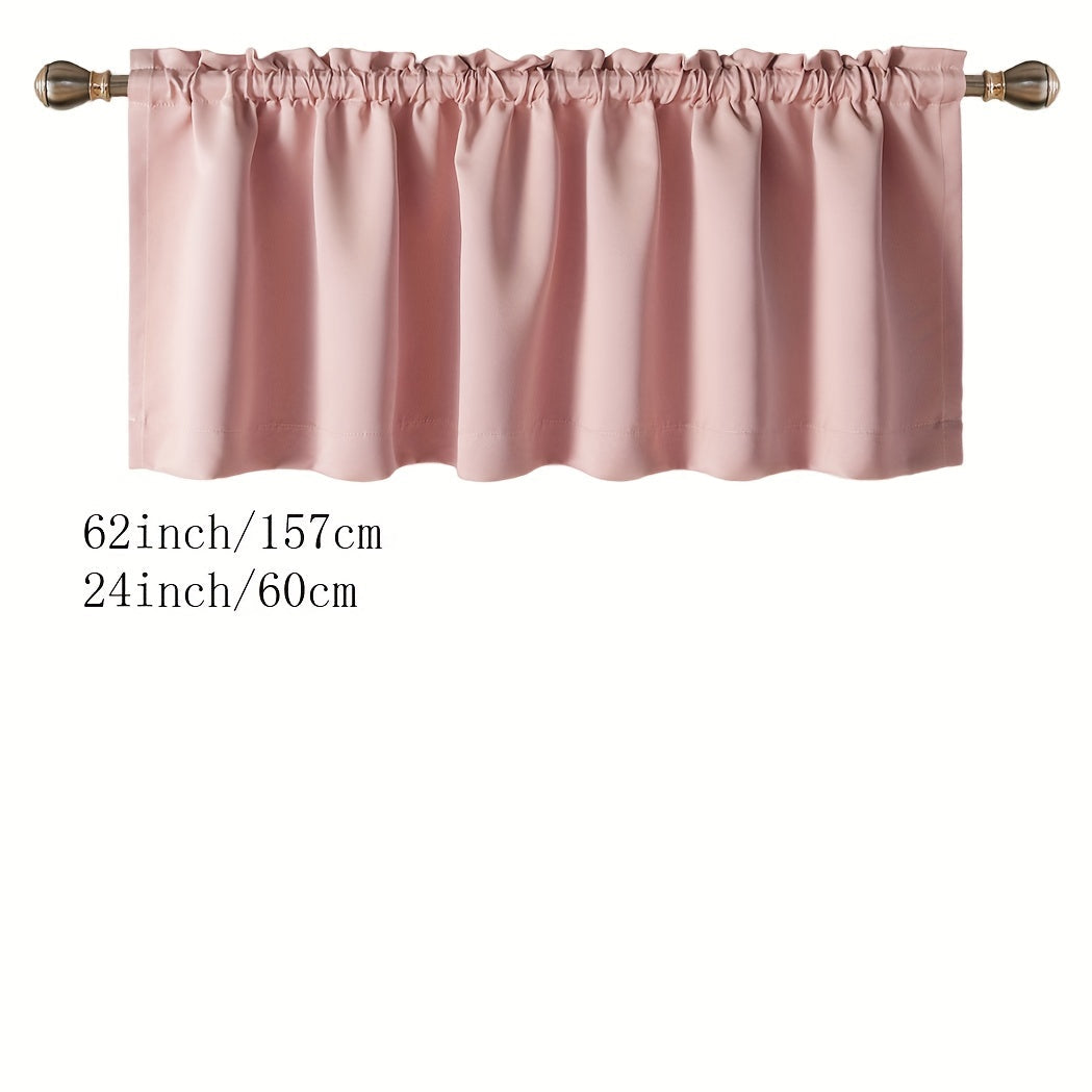 Blackout Insulated Rod Pocket Window Valance for Kitchen Black