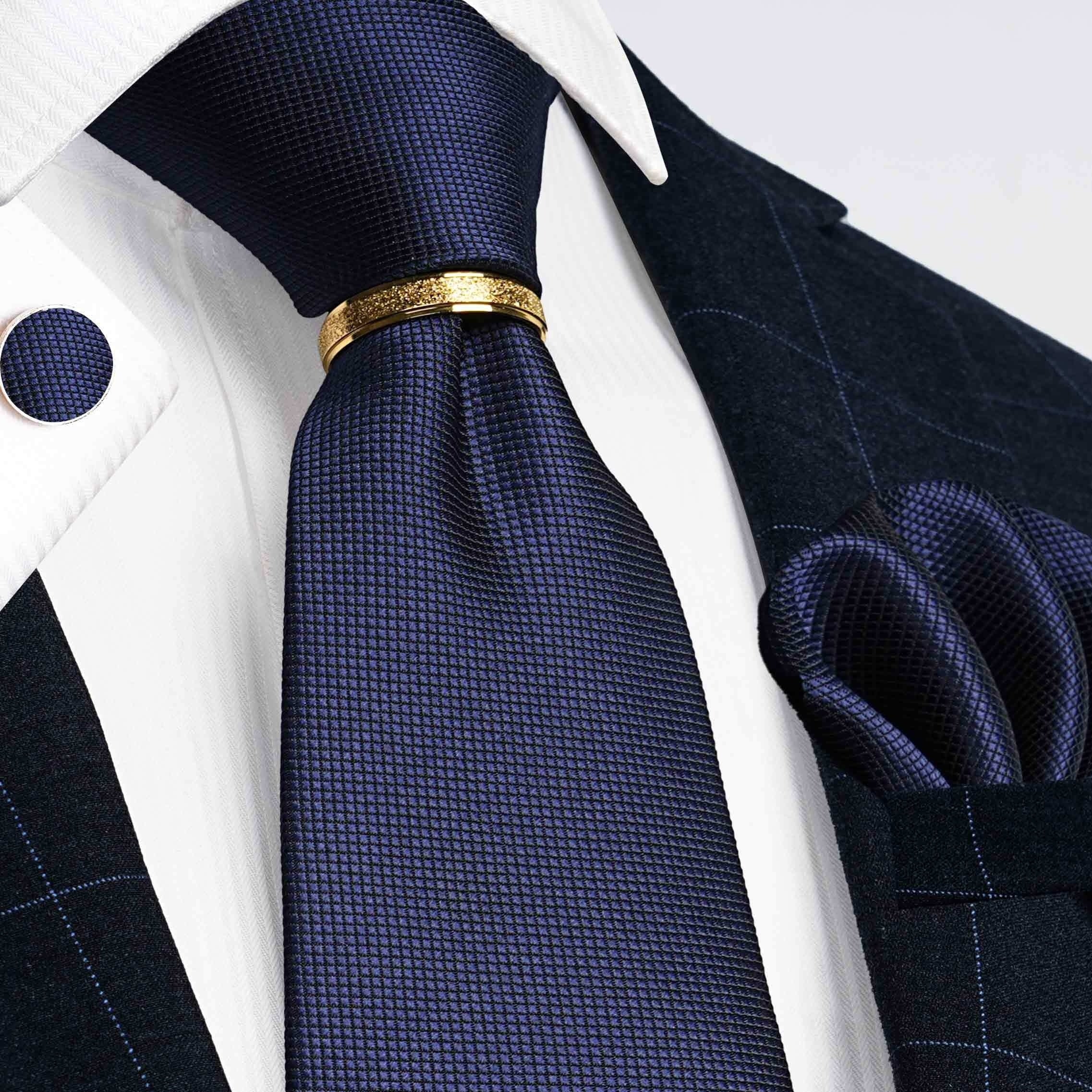 Men's 4-Piece Tie Set Necktie Pocket Square Cufflinks Gold Tie Clip for Weddings Groomsmen Business