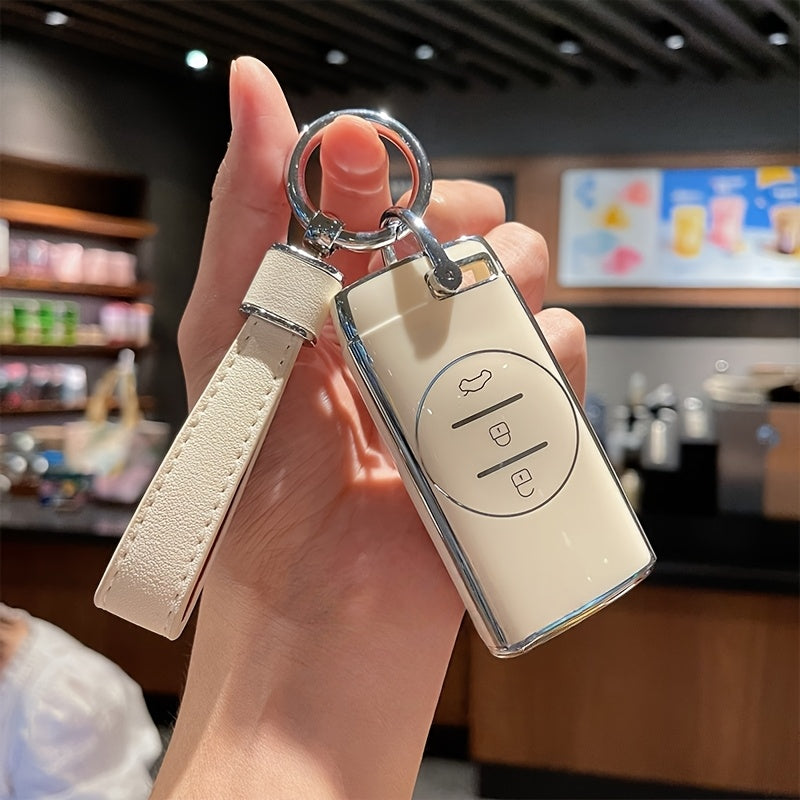 Universal TPU Car Key Fob Cover Durable Scratch-Resistant with Leather Buckle