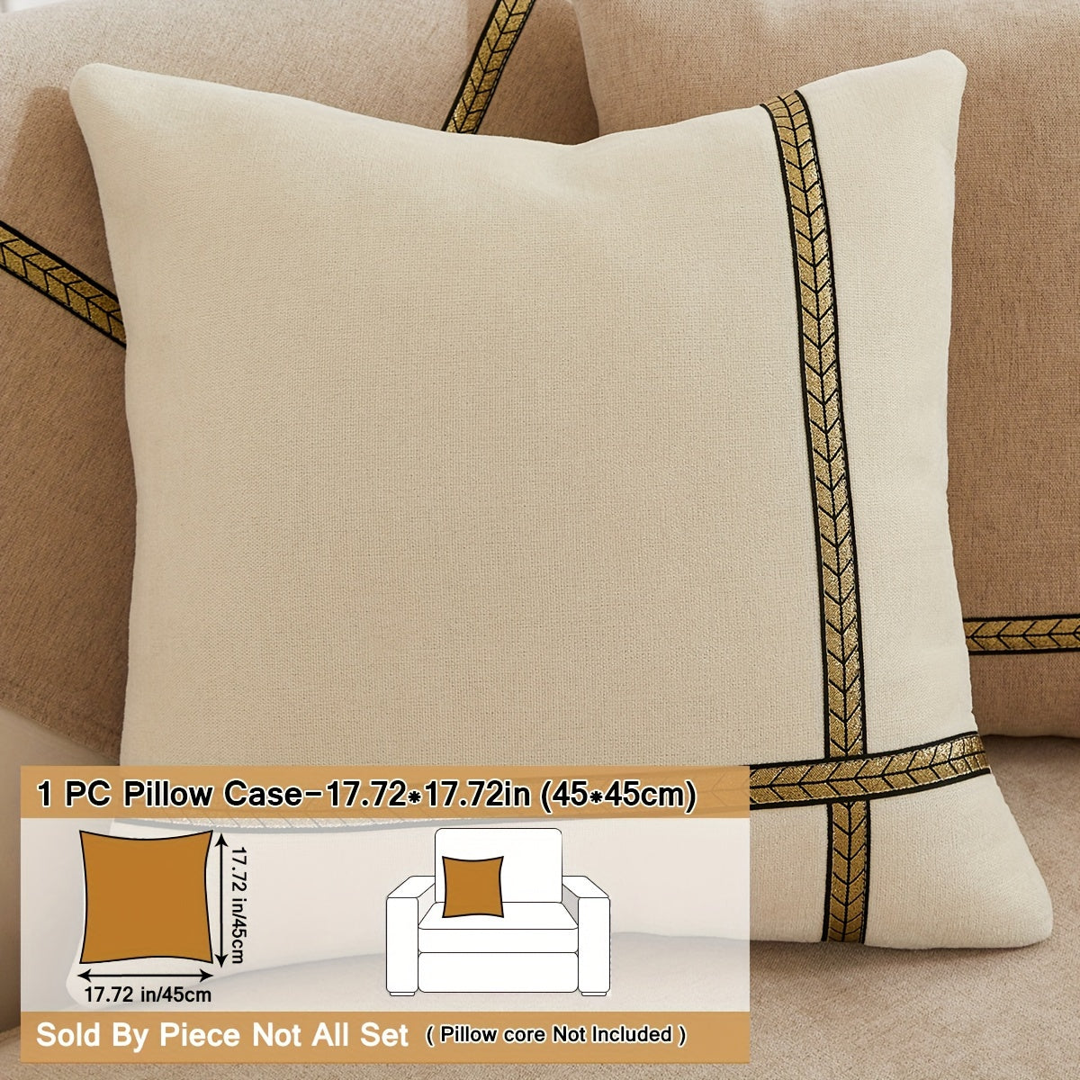 Серый чехол на диван из шенилля с золотой плетеной отделкой, противоскользящий, подходит для домашних животных, для 1-4 местных