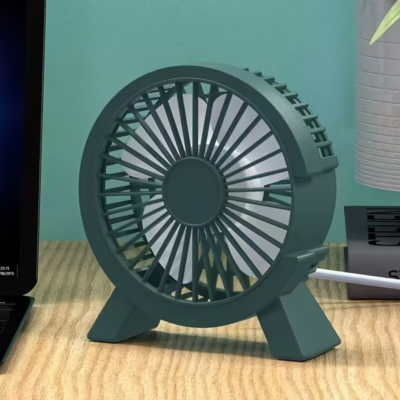 Compact USB Desktop Fan with Quiet Brushless Motor, High Airflow, Purple Design