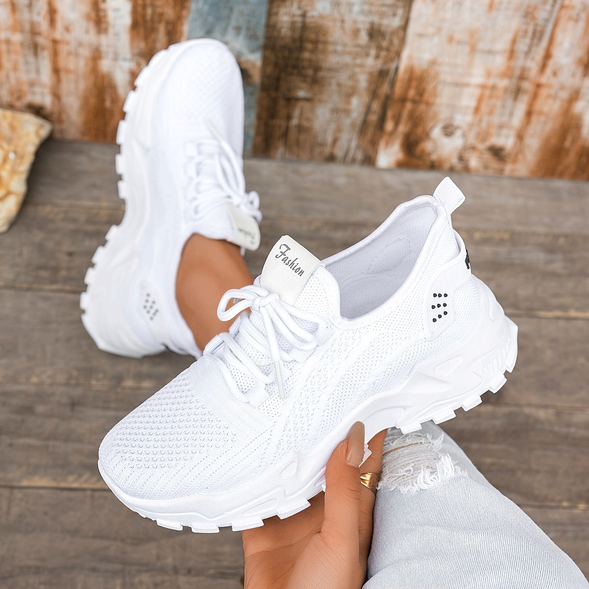 Women's Breathable Knitted Sports Shoes Lightweight Running Sneakers