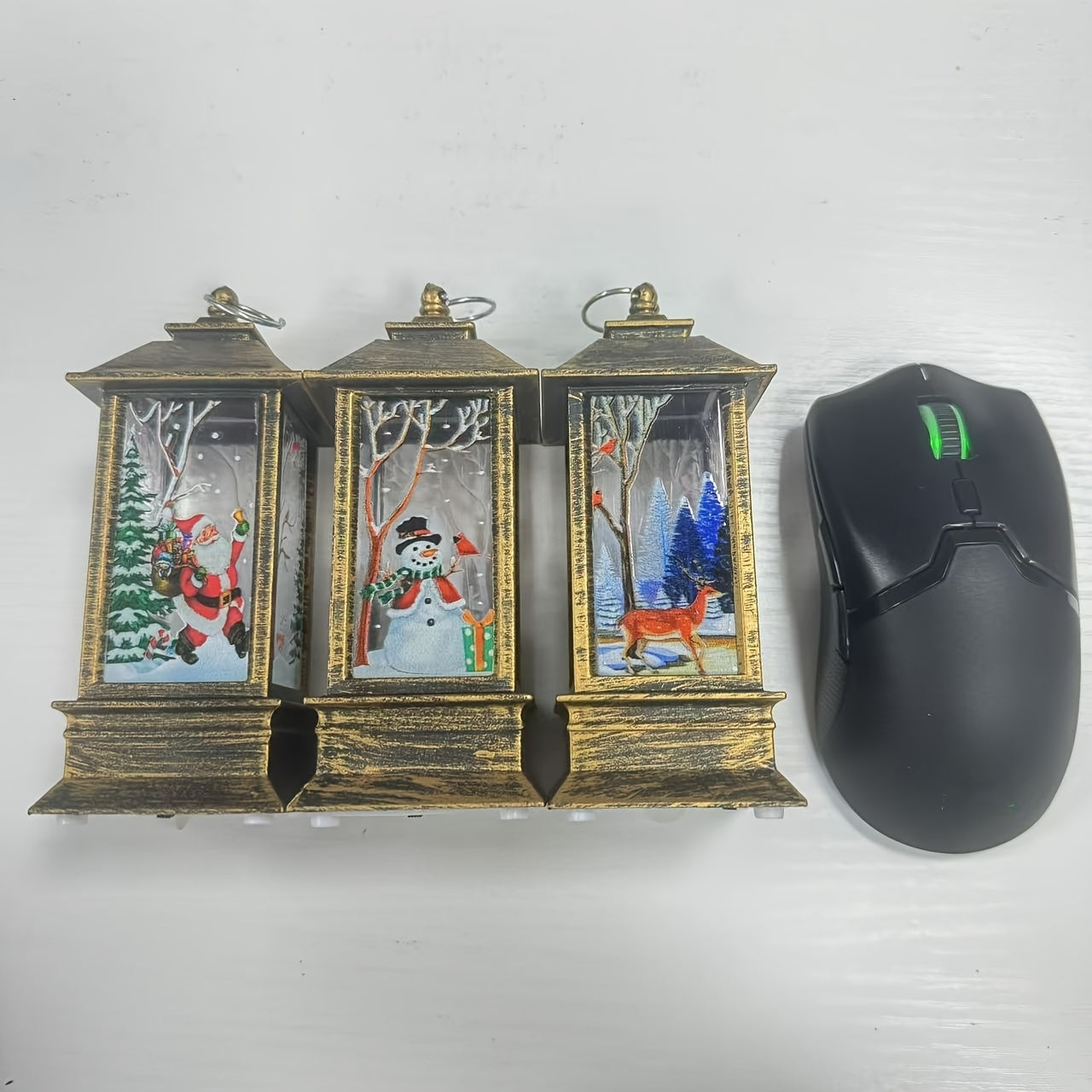 Set of 3 Christmas LED Tea Lights Santa Elk Snowman Indoor Holiday Decor