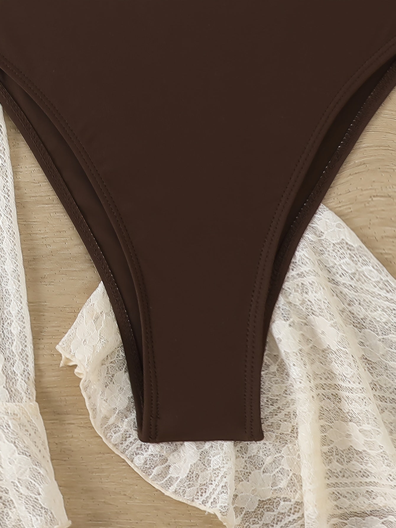 Women's Bikini Set with Lace Long Sleeve Cover-Up High-Waisted Stretch Nylon Elastane Sun Protection Beachwear