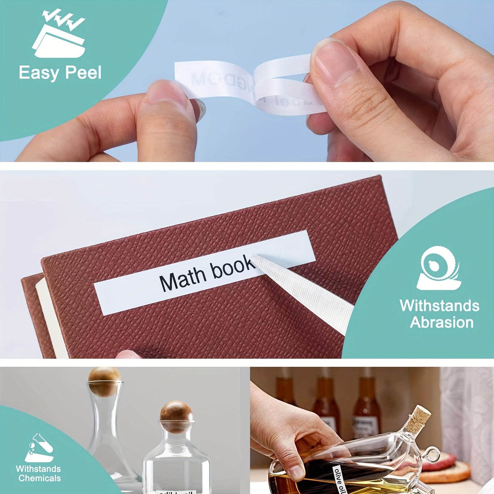 Laminated Label Tape 1.19cm x 7.99m for Label Makers, Clear Text, Easy Peel