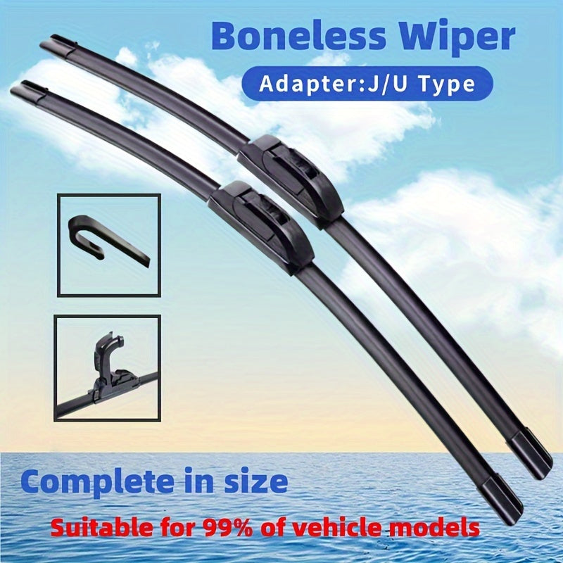 Boneless Silicone Windshield Wiper Blades for J/U Hook 14-26 Inches