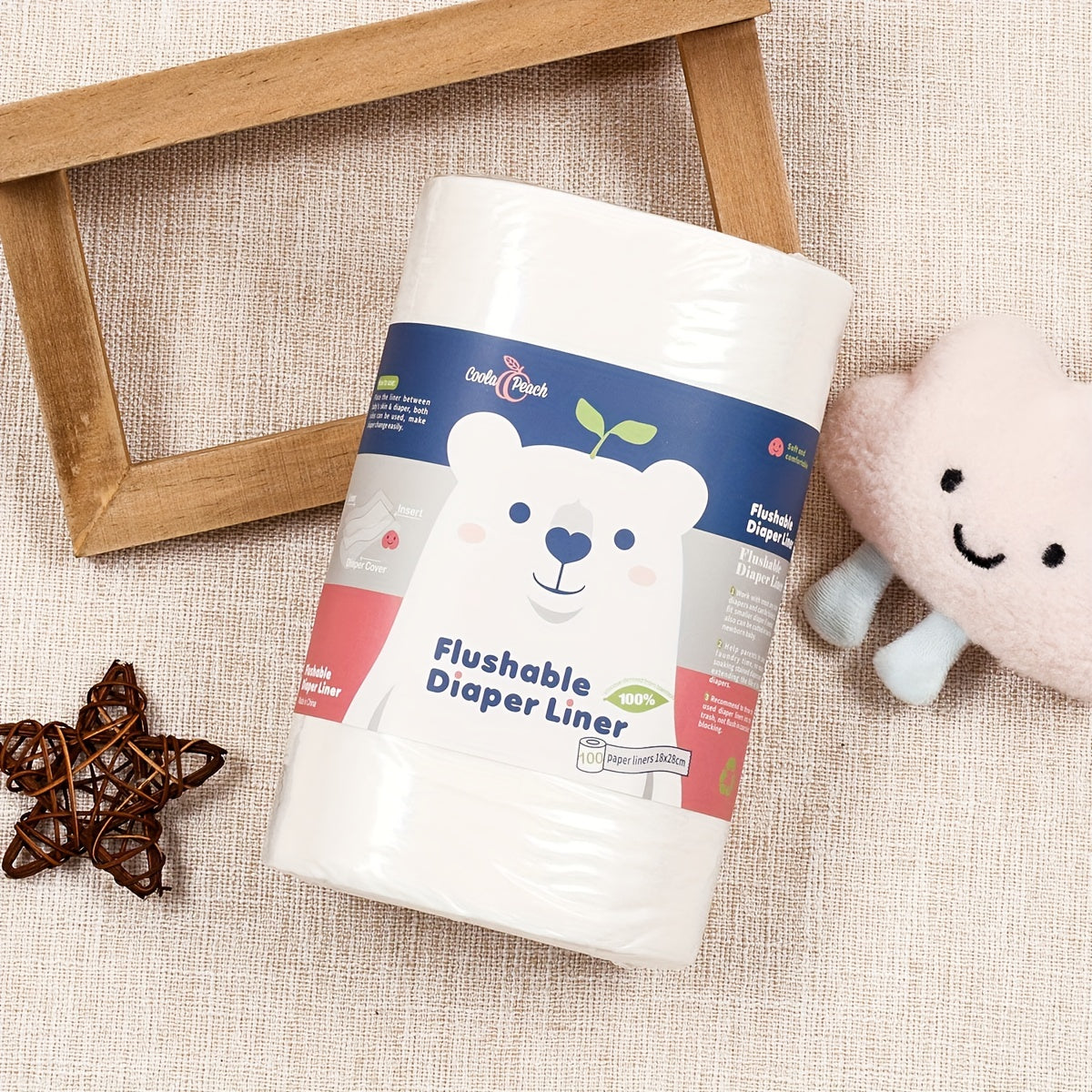 Set of 2 Bamboo Baby Diaper Liners Flushable Compostable Biodegradable