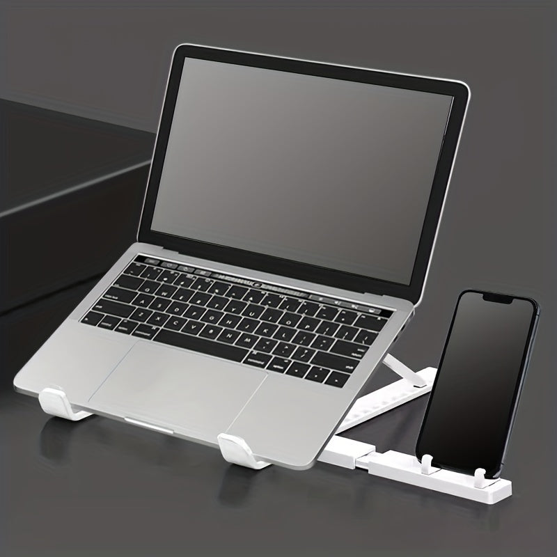 Adjustable White Laptop and Tablet Stand with Dashboard Mount Waterproof Foldable and Height Adjustable