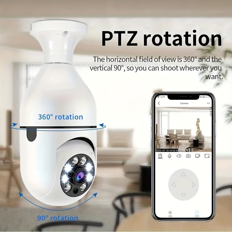 E27 Security Camera with WiFi Pan Tilt 360 Degree Indoor Outdoor IP Camera with Two-Way Audio