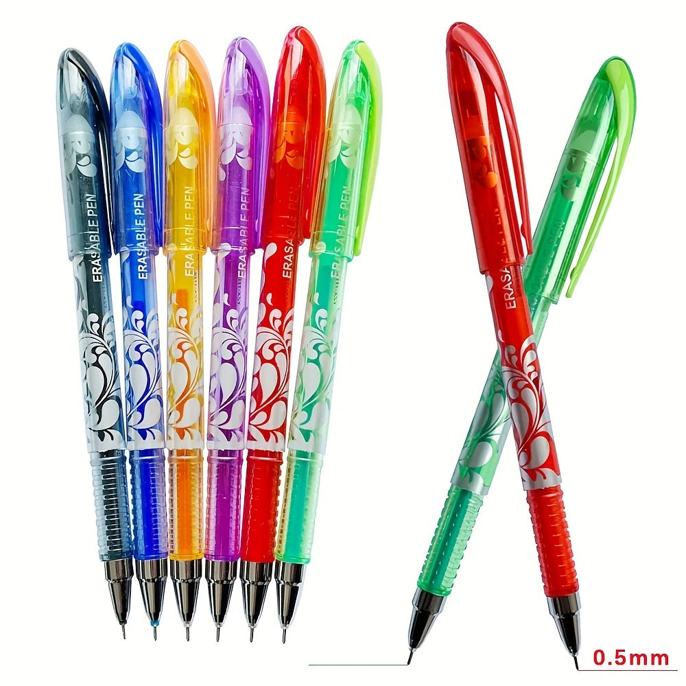 16 Erasable Gel Pens Set 0.5mm Tip in 6 Colors with Storage Bottle for Students Office