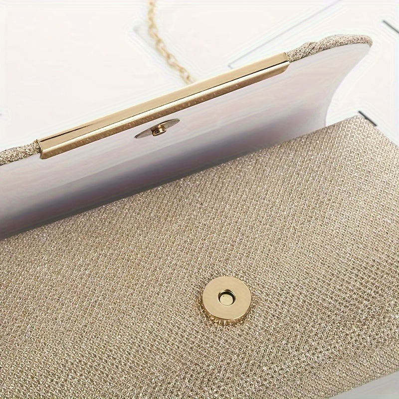 Pleated Evening Clutch Bag with Gold Embellishments for Ladies