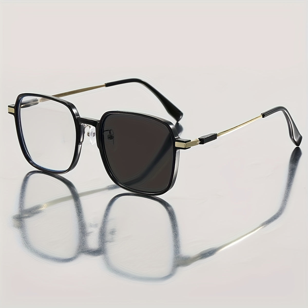 Men's Blue Light Filtering Glasses Square PC Frame No Prescription with Case and Cloth