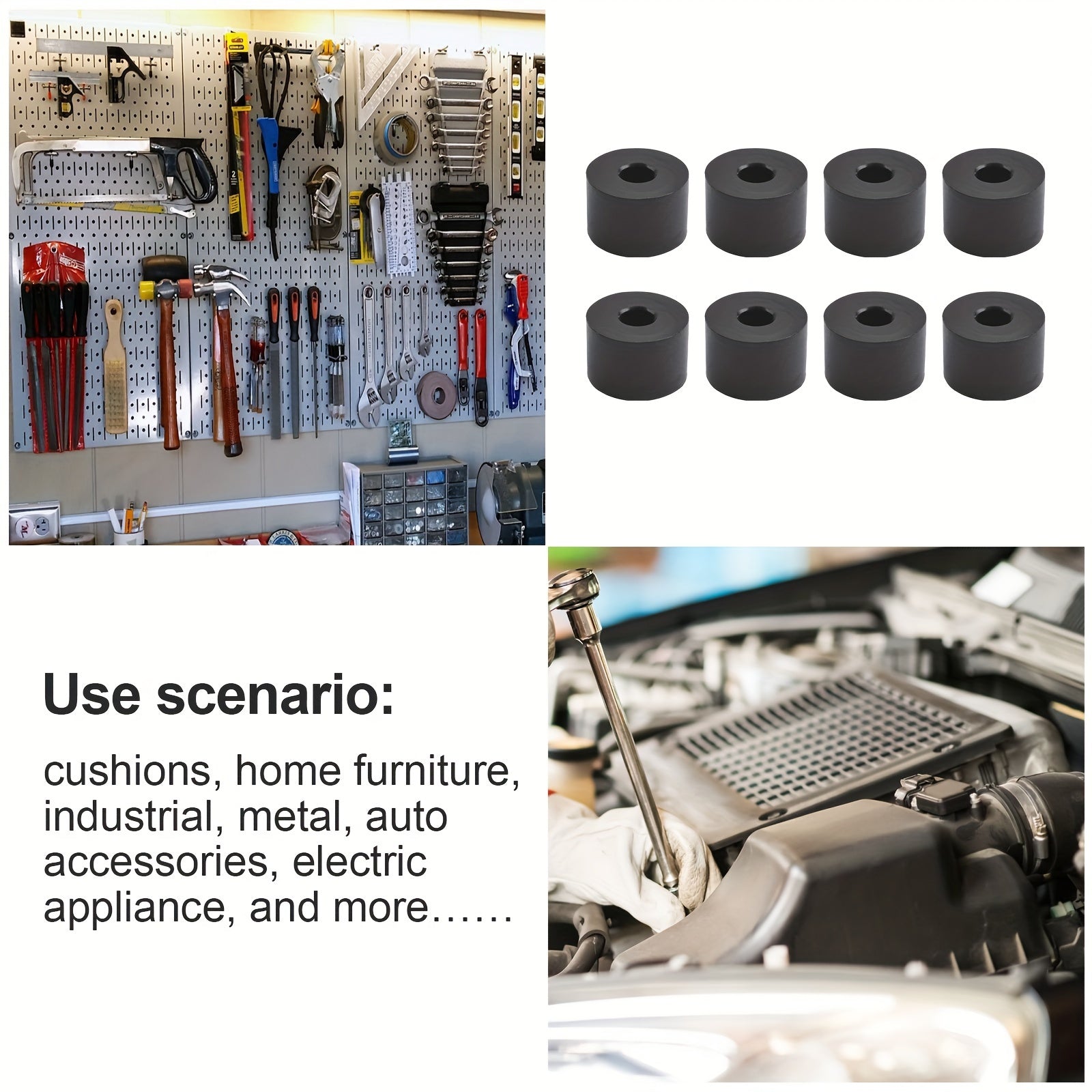 Set of 10 Black Neoprene Rubber Washers 3/4 Inch Thick Spacers for Home and Office