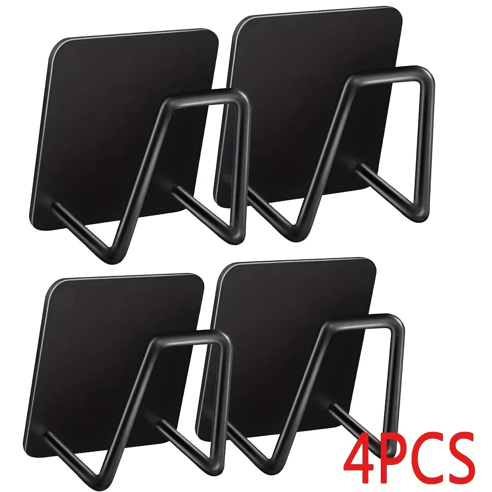 Set of 4 Stainless Steel Wall Mounted Organizers with Hooks and Sink Drain Rack