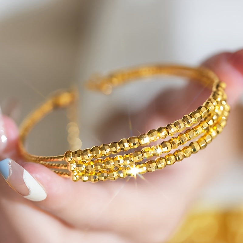 Bohemian Beaded Bracelet with 24K Gold Plated Brass Laser Beads for Women