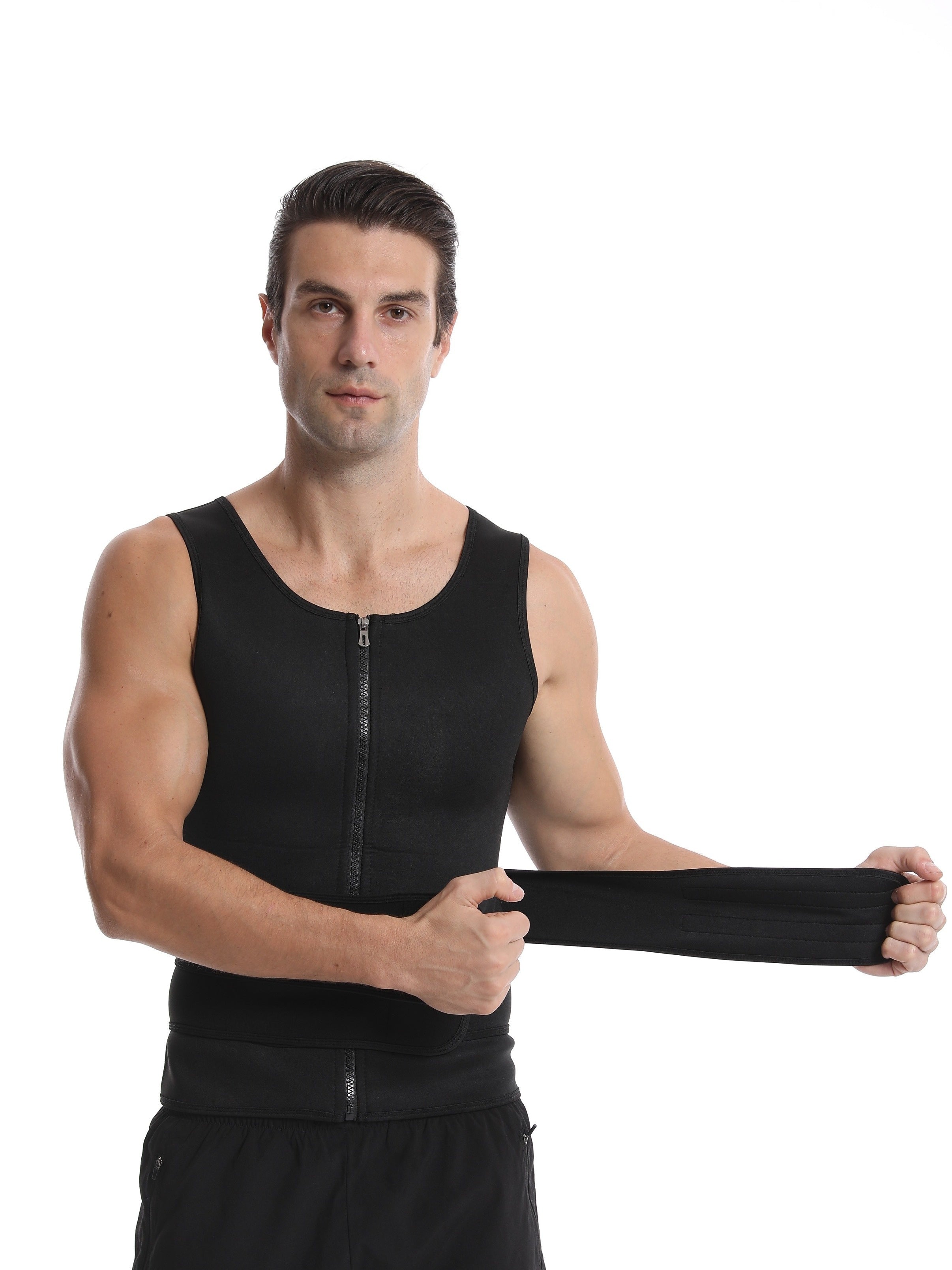 Women's Neoprene Body Shaper Top with Abdominal Belt Waist Cincher Sleeveless Tank