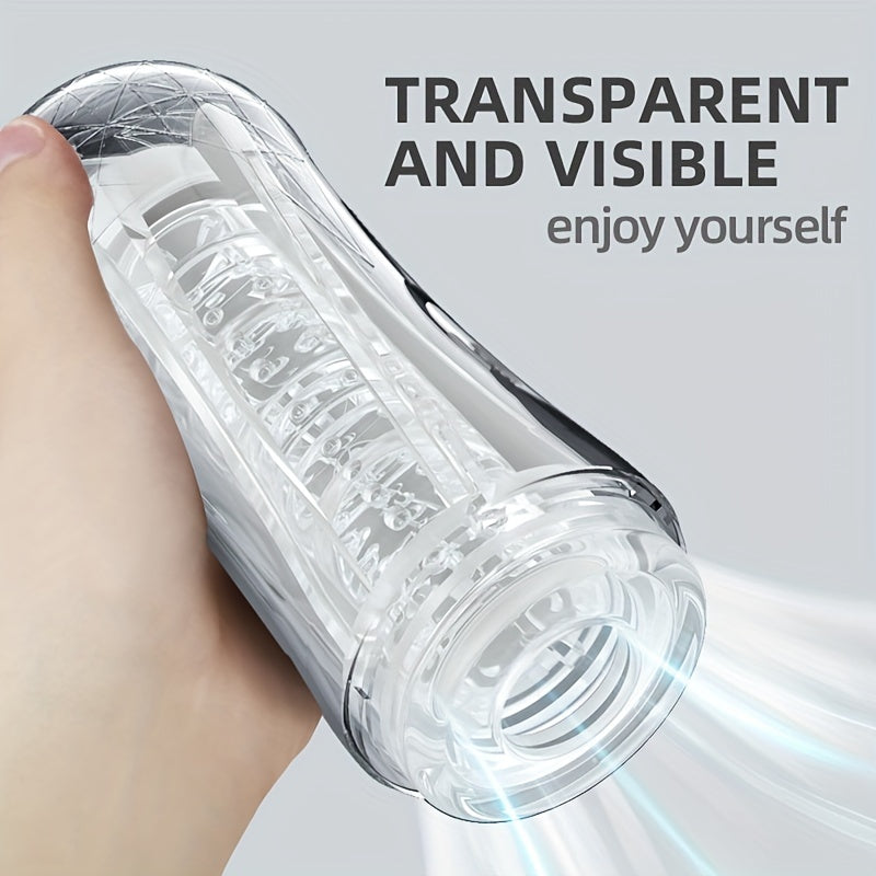 Erkaklar uchun jinsiy o'yinchoq kubi, shaffof silikon, 3D haqiqiy vaginal chidamlilik