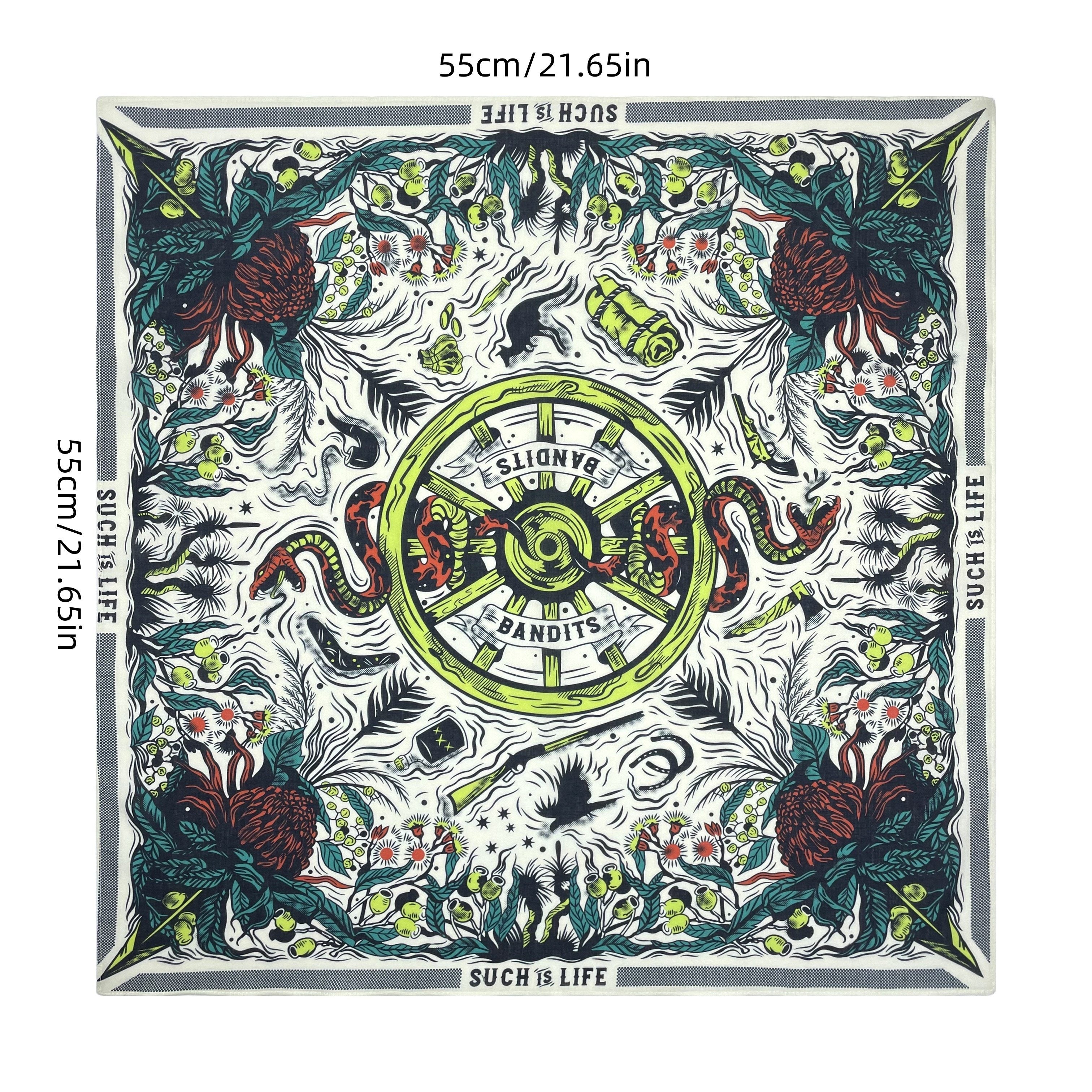 Cotton Blend Hip Hop Bandana Square Scarf Headband for Men Women 55.88x55.88 cm