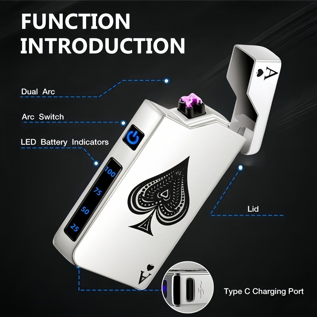 Men's Windproof Electric Lighter Rechargeable USB C Candle Camping