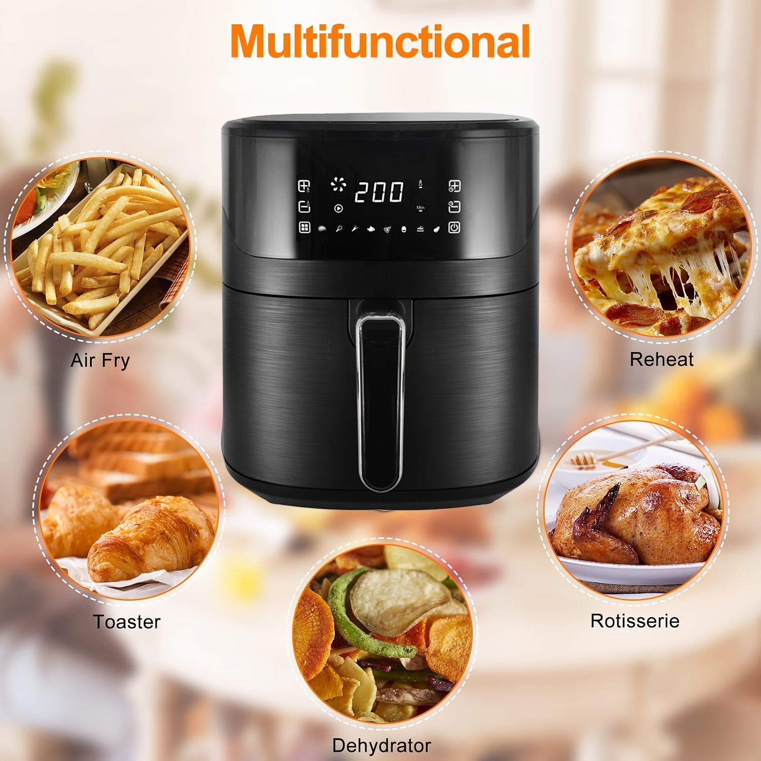 6.5L Ko‘p Funktsiyali Havo Qovuradigan Qurilma Sensorli Ekran Boshqaruvi Sog‘lom Pishirish