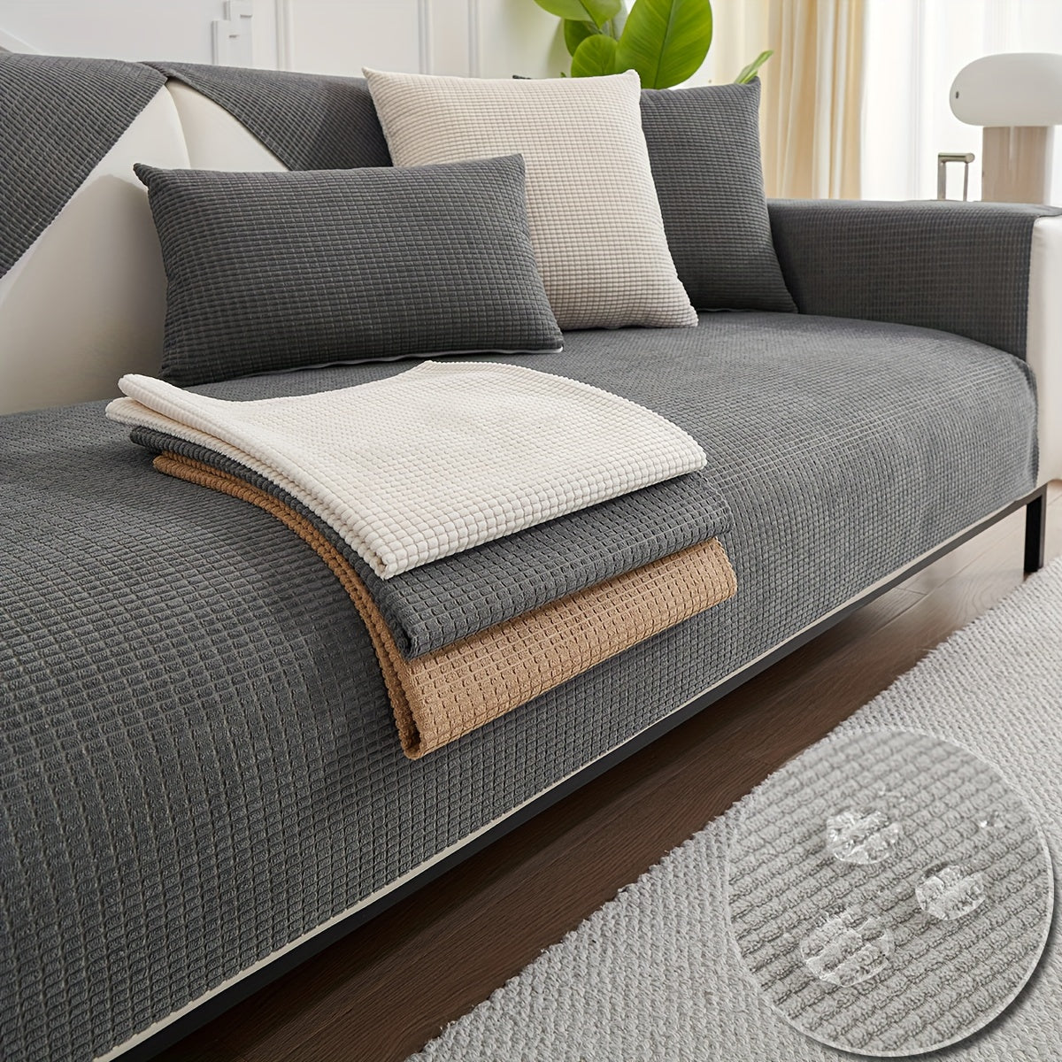 All-Season Velvet Sofa Cushion with Anti-Cat Scratch and Non-Slip Features