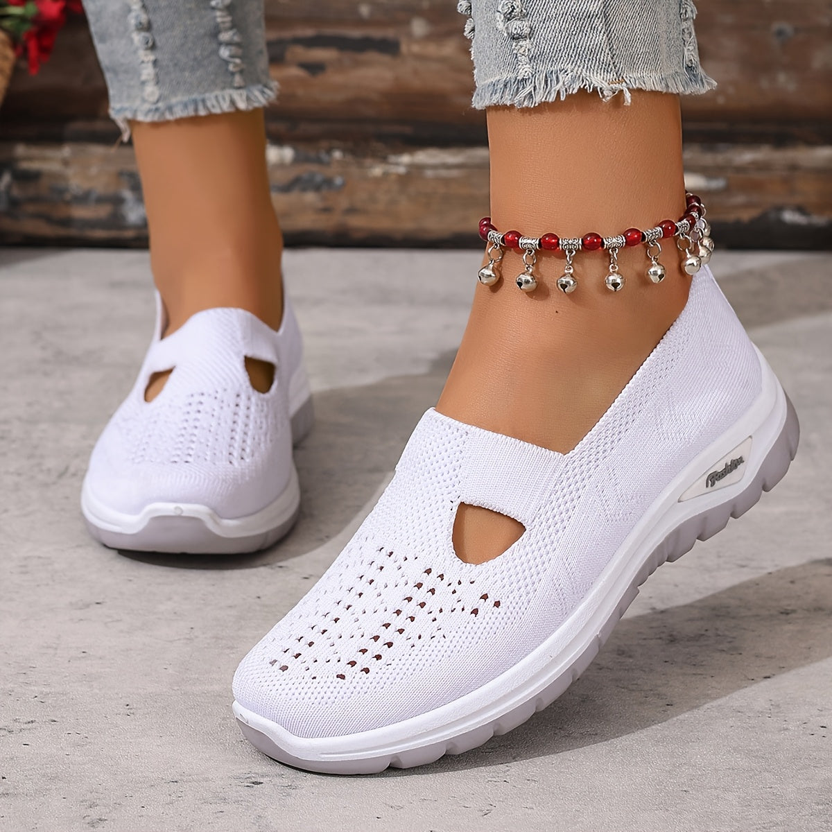 Women's Light-Colored Casual Sneakers Summer Beach Vacation Shoes