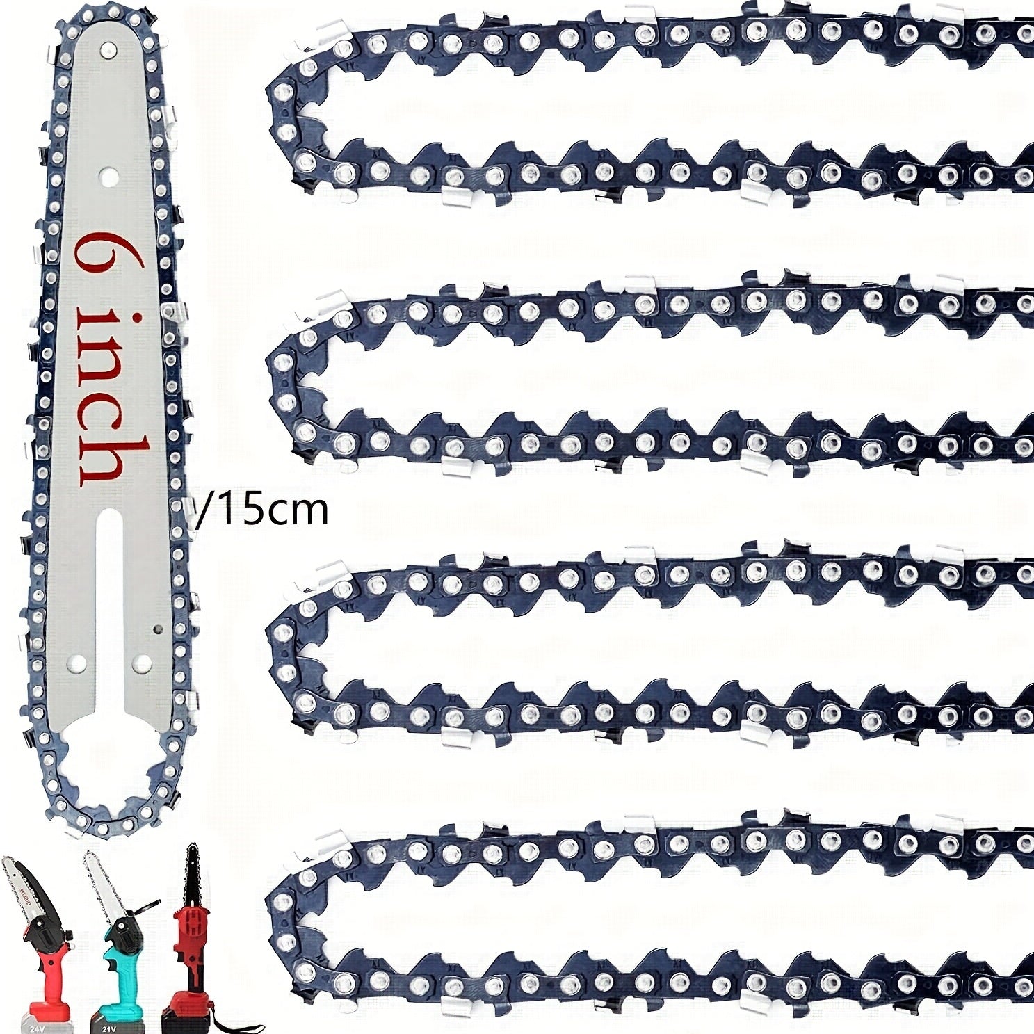 4 Pcs 15.24 cm Mini Chainsaw Replacement Chains for Cordless Electric Mini Chainsaws Woodworking DIY