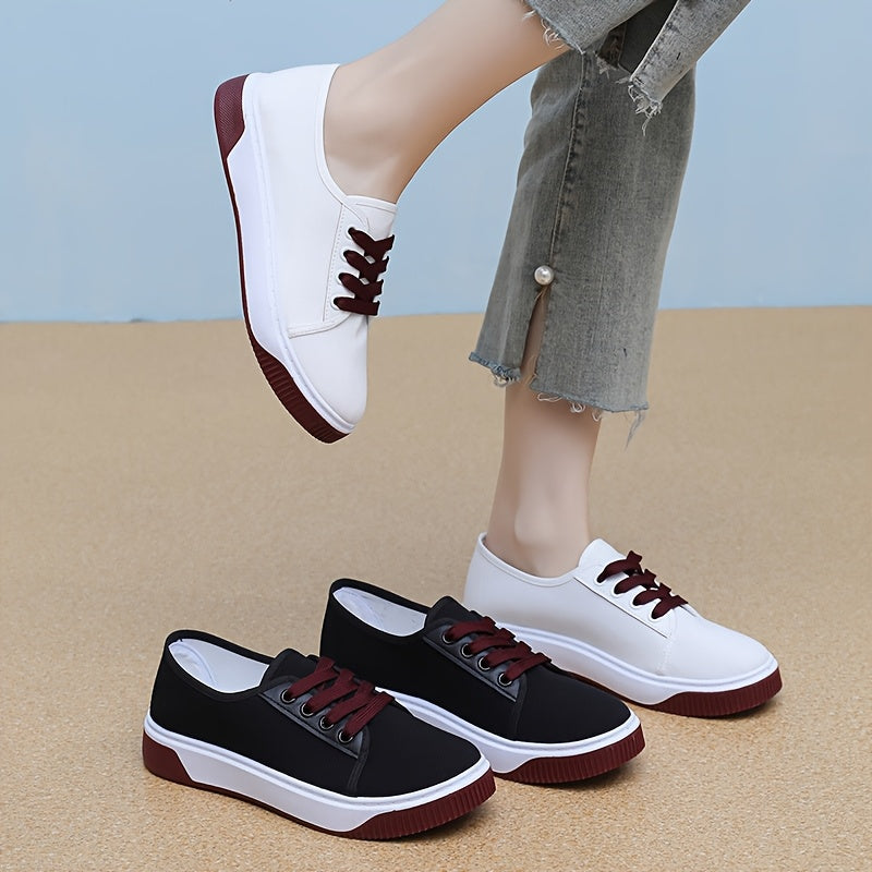 Women's Breathable Slip-On Sneakers All-Season Flat Shoes Black White