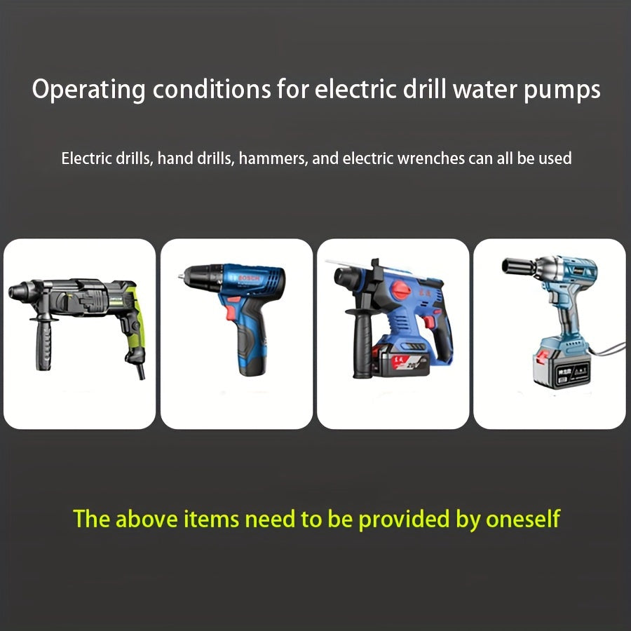 Portable Hand Drill Water Pump Kit Self-Priming Centrifugal Pump No Battery Easy Liquid Transfer