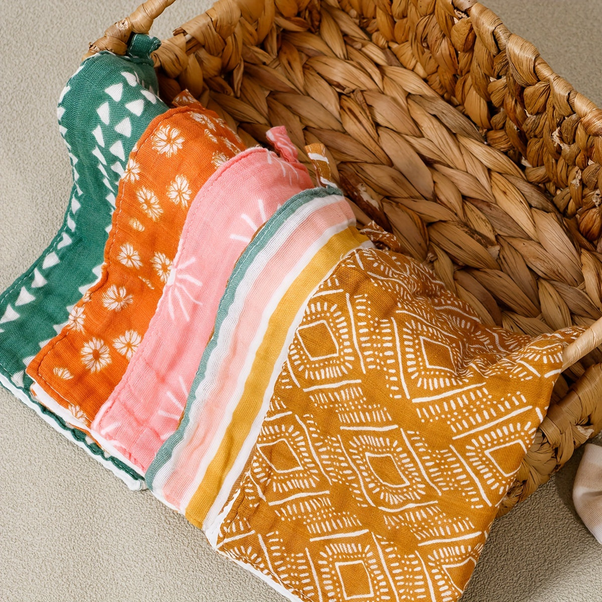 5-Piece Cotton Hand Towel Set with Fashion Prints, Hangable, Absorbent, Home or Travel