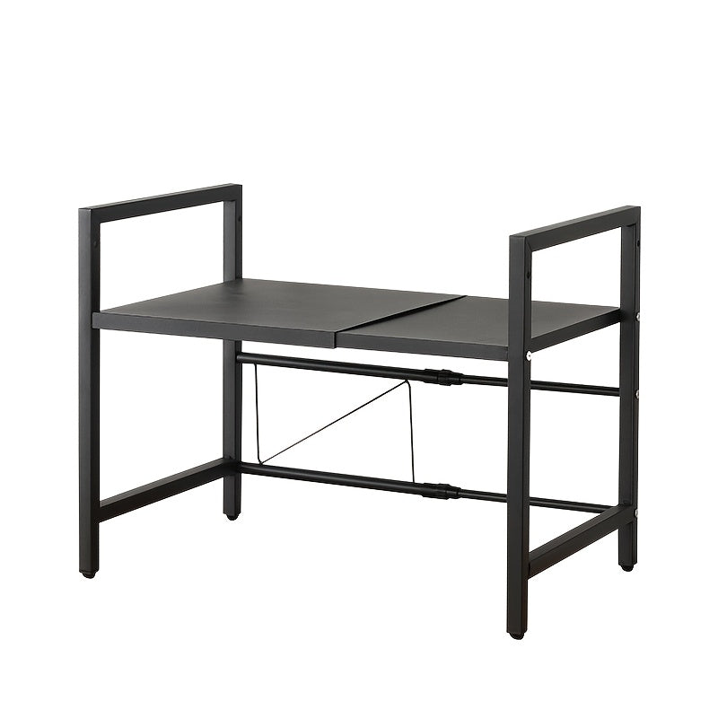 Retractable Microwave Stand with Storage and Hooks for Countertops