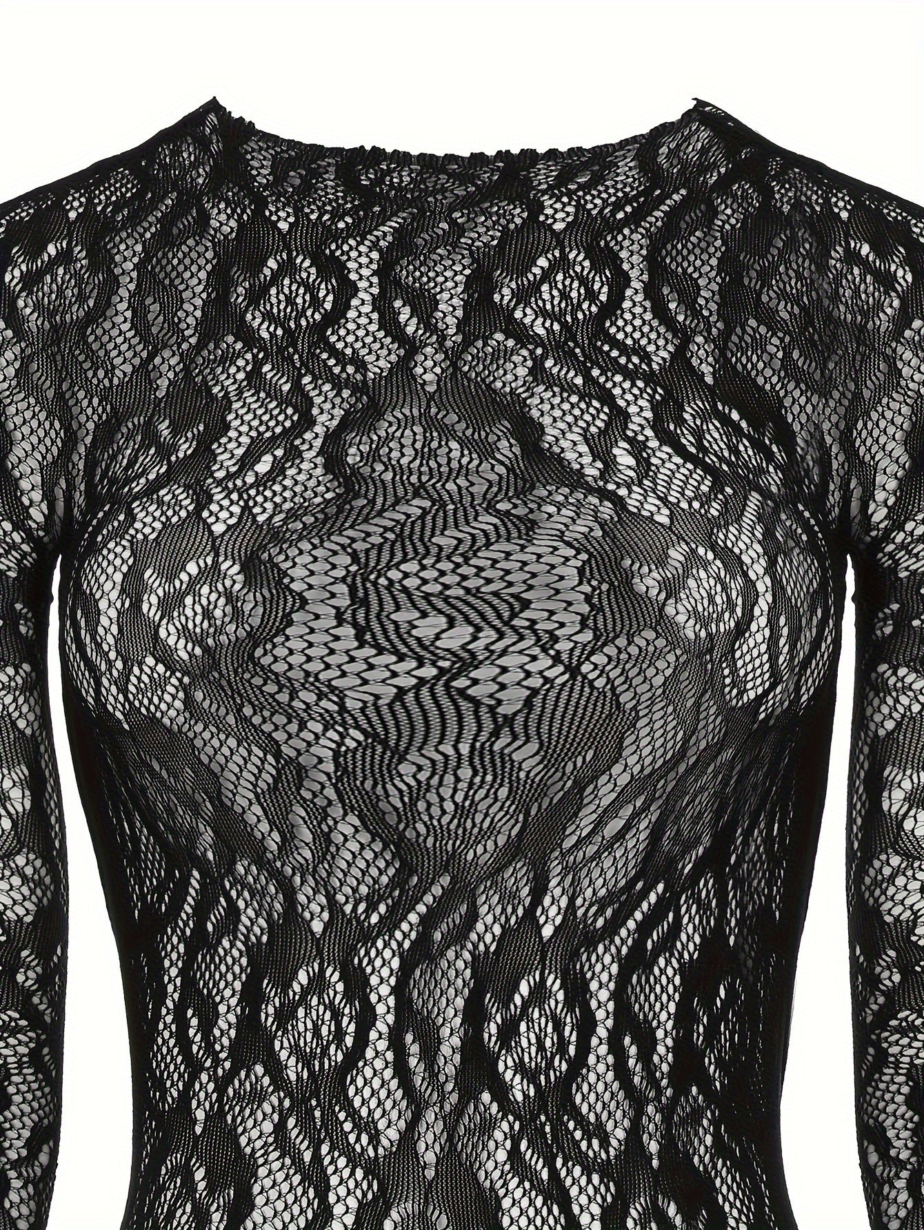 Women's Solid Color Mesh Hollow Bodysuit for Lingerie and Underwear