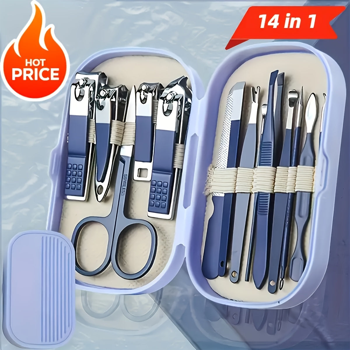 Unisex Stainless Steel Nail and Foot Care Tools Set 14 Pieces in Portable Storage Box